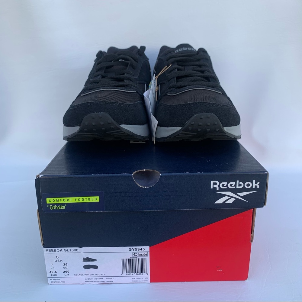 New Reebok Unisex GL 1000 Comfort Footbed size 8 Men / Women 9 Black/Grey - Picture 3 of 16